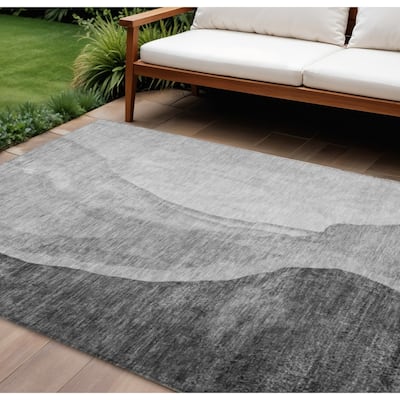 HomeRoots Abstract Transitional Rectangle Outdoor Rug