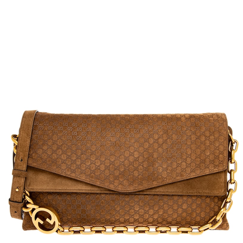 Gucci Large GG Chain Shoulder Bag - Brown