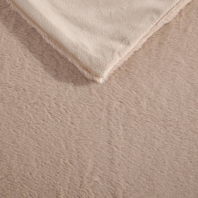 Kenneth Cole Faux Fur Solid Throw Blankets