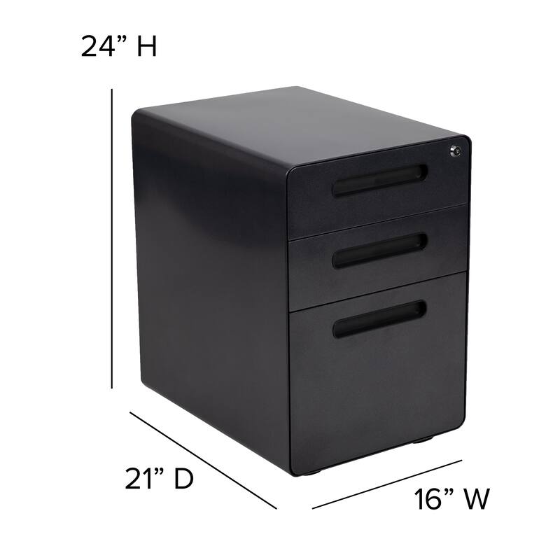 Ergonomic 3-Drawer Mobile Locking Filing Cabinet Storage Organizer