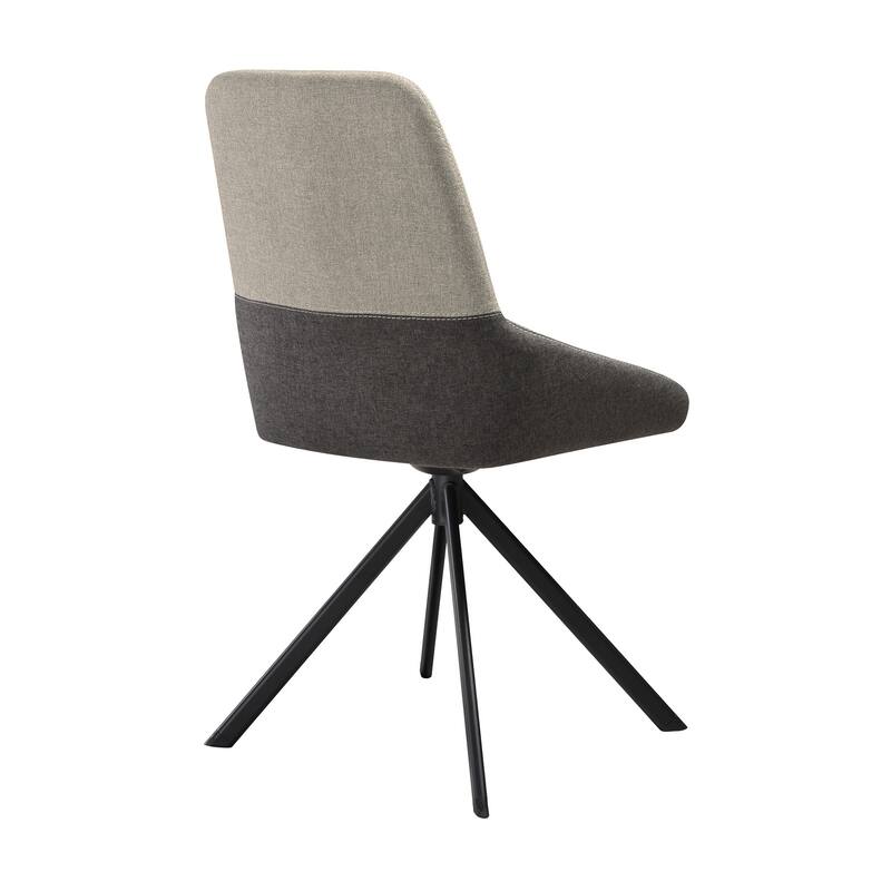 Rick 22 Inch Swivel Dining Chair, 2 Tone Gray Upholstery, Tall Back, Black