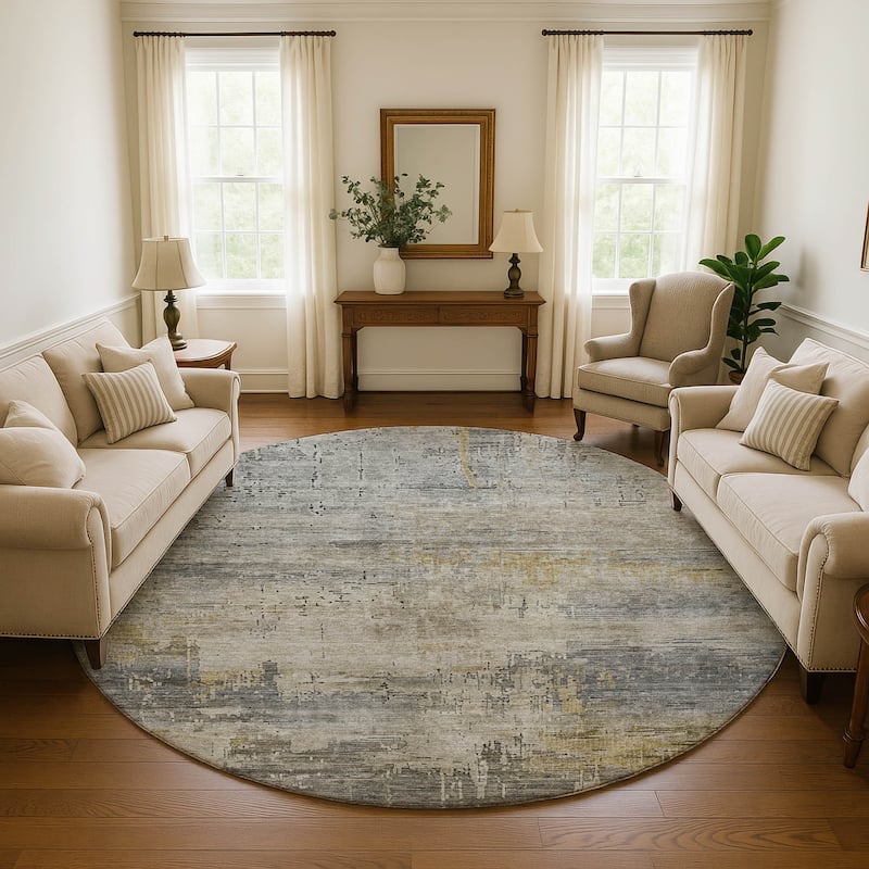 Premium Washable Super Soft Modern Abstract Mayfield Rug - Pewter - 8' x 8'