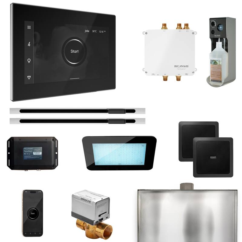 Mr Steam BLS1-XL Bliss Max Linear Package Steam Shower Control Package - Black / Polished Chrome