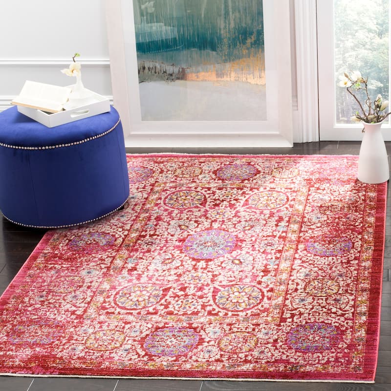 SAFAVIEH Sutton Andina Boho Oriental Polyester Rug - 4' x 6' - Fuchsia/Ivory - Rectangle