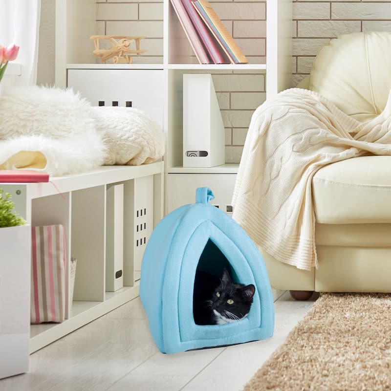 Petmaker Cozy Kitty House Cave Plush Cat Tent Bed with Removable Foam Cushion