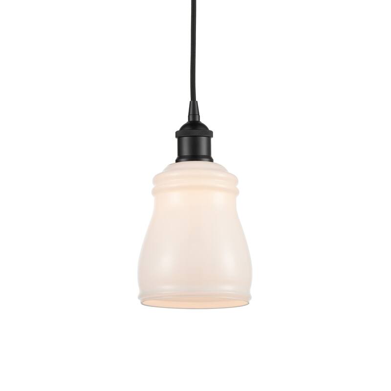 Innovations Lighting 616-1P-10-5 Ellery Pendant Ellery 5" Wide Mini - Matte Black / White