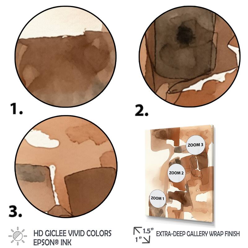 Designart "Liquid Earth Tones I" Abstract Liquid Ink Canvas Art Print - 3 Panels