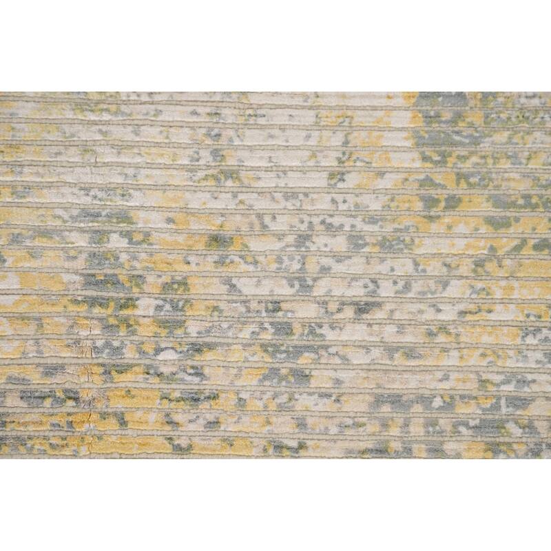 Striped Abstract Area Rug Hand-Knotted Wool Carpet - 5'6" x 7'10"