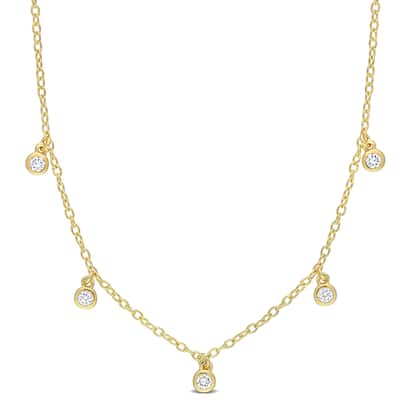 Lab-Created Diamond Station Necklace in 18k Yellow Micron Plated Sterling Silver
