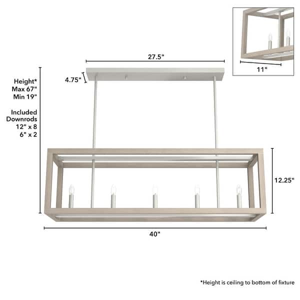 dimension image slide 0 of 2, Hunter Squire Manor 6-Light Linear Chandelier - Island, Dining room - Candle, Modern Farmhouse, Transitional