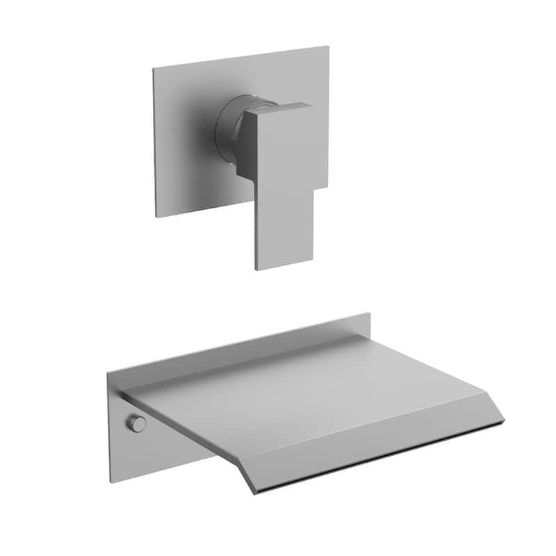 GRANDJOY Wall‑Mount Waterfall Bathtub Faucet with Single‑Handle Control, Solid Copper Body and High‑Flow Design - Brushed Nickel