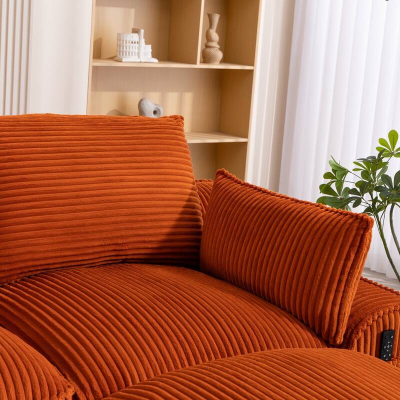 103" L-Shaped Corduroy Boneless Sectional Sofa with Movable Ottoman