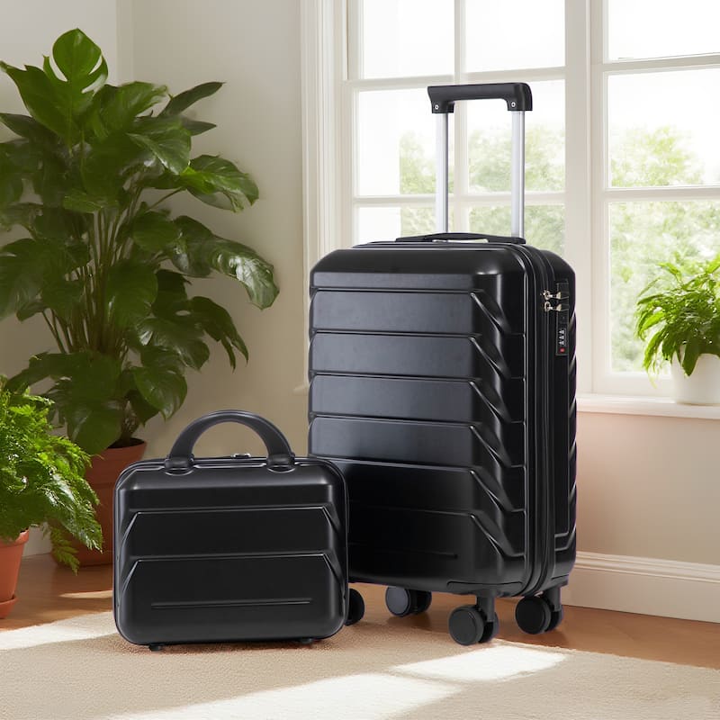 14In 20In 2 pcs in ABS Spinner Wheel Luggage, with Combination Lock,14" Cosmetic Case