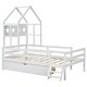 preview thumbnail 13 of 15, Wood Twin Size House Platform Bed with Guardrail and Drawer