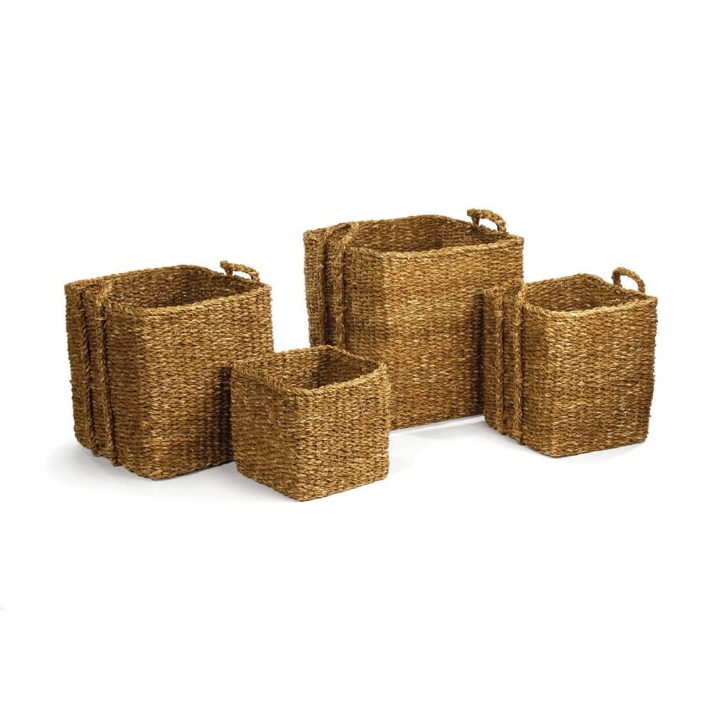 Napa Home And Garden Sg2027 Seagrass Four Piece Rattan Square Basket Set Yellow Overstock 23095702