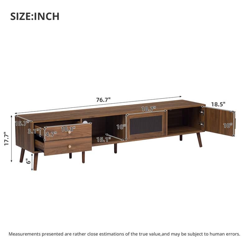 76-Inch TV Stand For Tvs Up To 85", Entertainment Center TV Media Console Table With Storage Cabinet And 2 Drawers