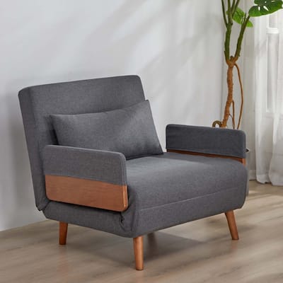 Modern Foldable Sofa Bed Single Seater Linen 10 Sec Convert 6 Level Backrest Space Saving