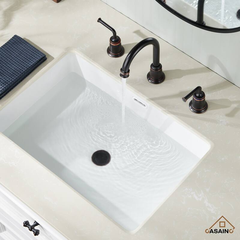 8 in. Widespread Double Handle Bathroom Faucet with Drain Kit Included