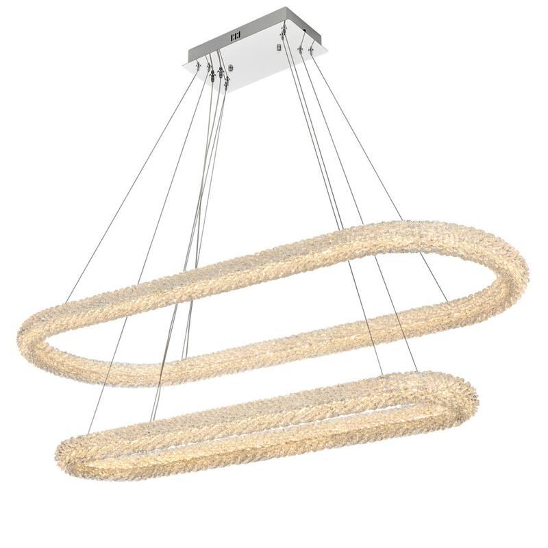 Elegant Lighting 3800G50L2 Bowen 51" Wide LED Crystal Ring Chandelier - Chrome