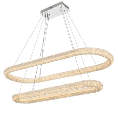 Elegant Lighting 3800G50L2 Bowen 51" Wide LED Crystal Ring Chandelier