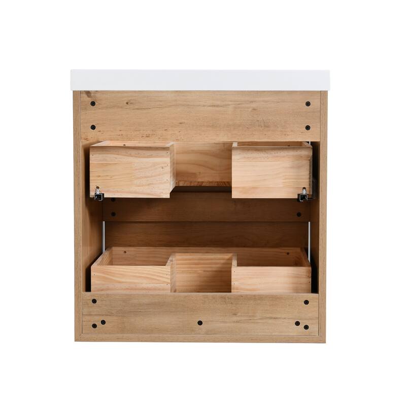 Prismella 24" 30'' Wall Mounted Bathroom Vanity with Top, Floating Cabinet Sink Combo