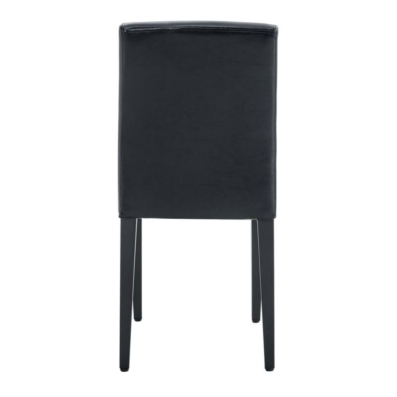 Leather Dining Chair Set of 2 High Back Armless Side Chair Soft Cushion Chair with Metal Legs for Living Room Kitchen