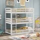 preview thumbnail 10 of 16, Twin over Twin over Twin High Quality Pine Wood Frame Triple Bunk Bed with High Guardrails White