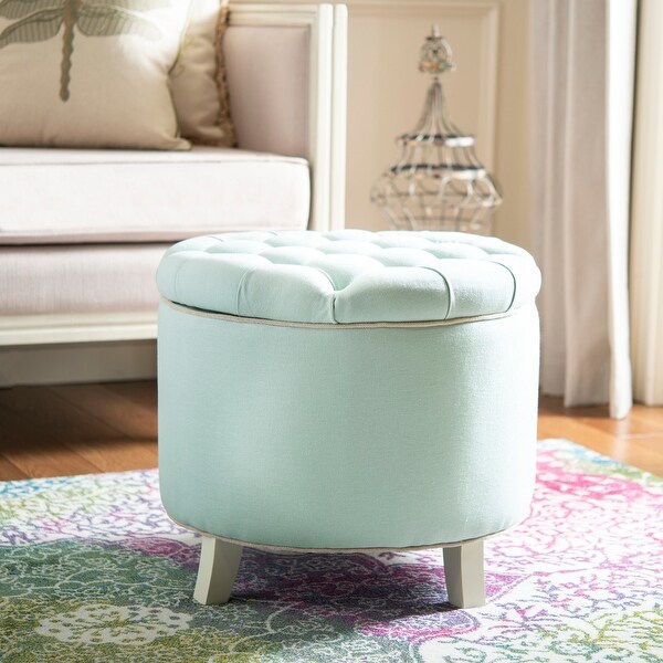 Safavieh Amelia Tufted Robin's Egg Blue Storage Ottoman. Opens flyout.