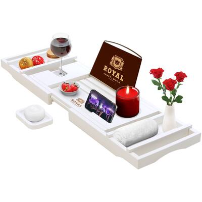 Natural Bamboo Luxury Bathtub Caddy Tray Organizer for Bath Products - Water Resistant