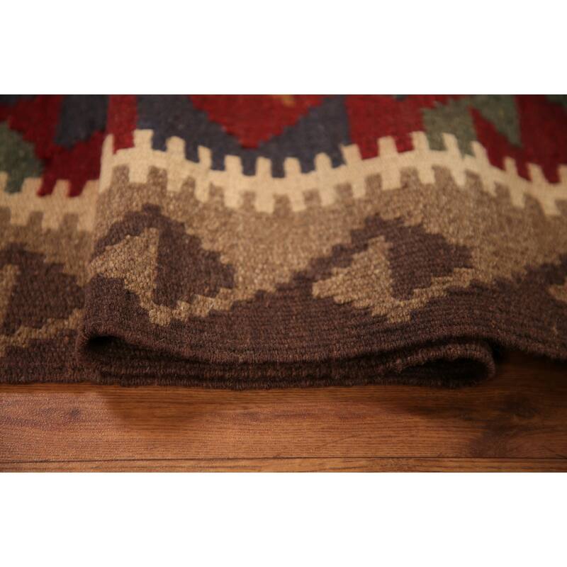 Reversible Kilim Rug Hand-woven Oriental Wool Foyer Carpet - 3'3" x 4'10"