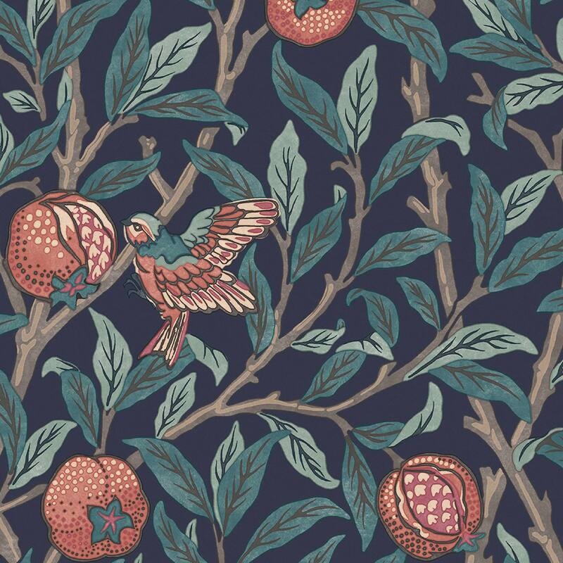 William Morris Bird & Pomegranate Navy Blue Wallpaper