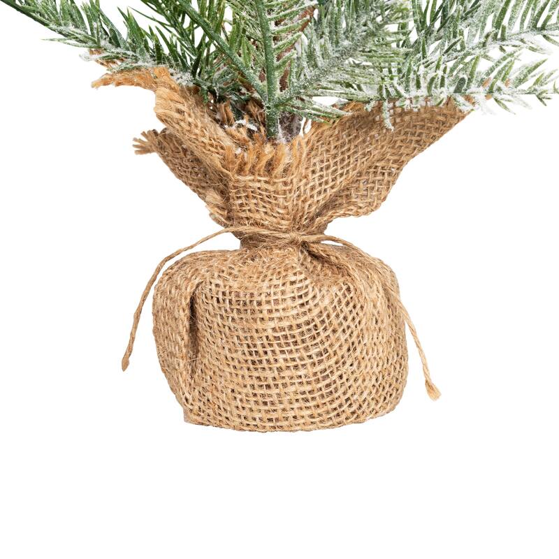 Heavily Flocked Pine in Burlap Base Christmas Tree - 17.75" - Unlit - 1.5 Foot