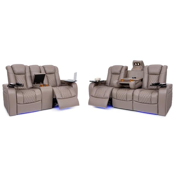 Seatcraft Anthem Sofa and Loveseat Gray Leather 7000, Power Recline