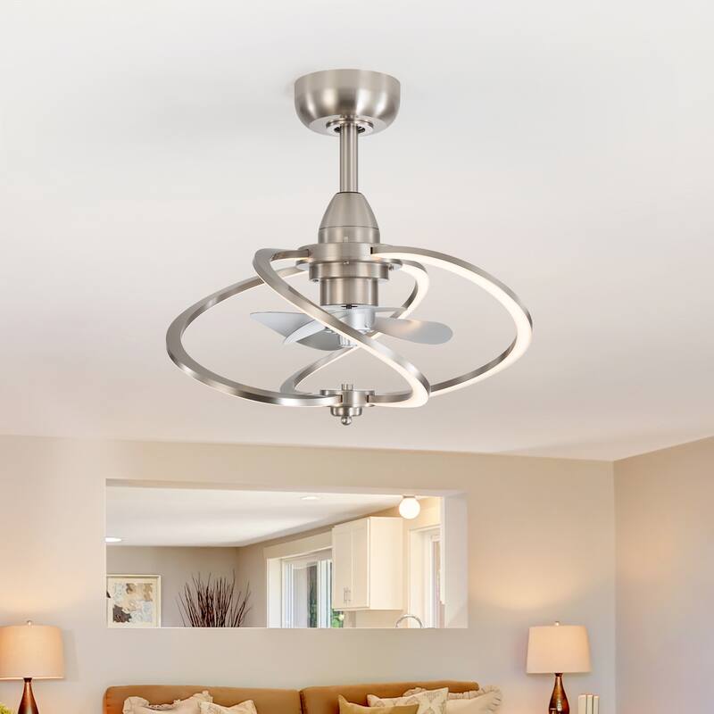 20" Modern 3-Blade Dimmable LED Ceiling Fan with Light Kit and Remote