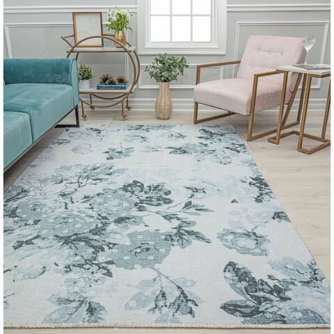 Serafina Geometric Farmhouse Light Blue Area Rug by Issaac Mizrahi