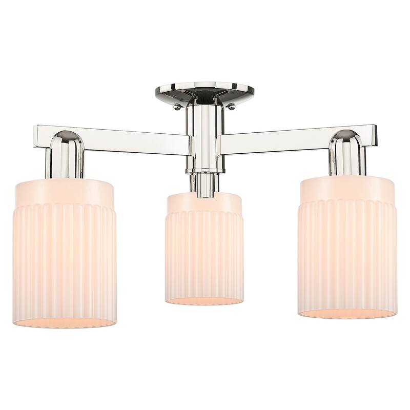 Innovations Lighting 716-3F-11-22 Hadley Semi-Flush Hadley 3 Light 22" - Polished Nickel / Matte White