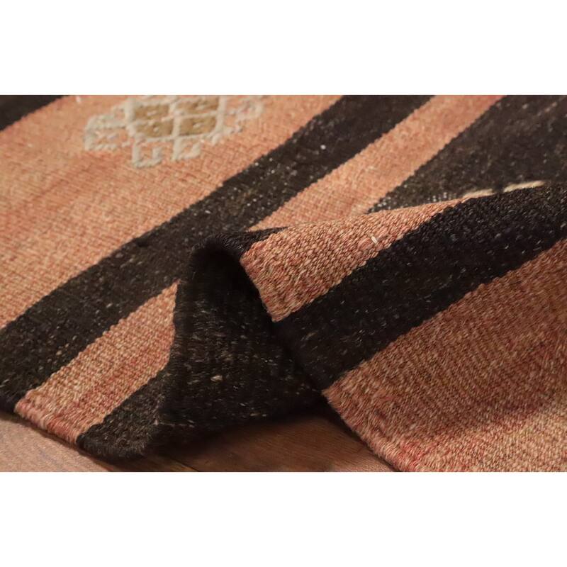 Hand Woven Oriental 100% Wool Carpet Southwestern Tribal Oranges & Rust Kilim Area Rug - 11' 6'' X 5' 11''