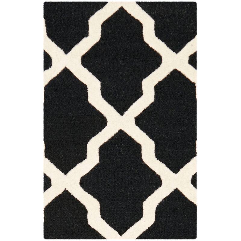 SAFAVIEH Handmade Cambridge Eirny Moroccan Trellis Wool Rug - 2' x 3' - Black/Ivory