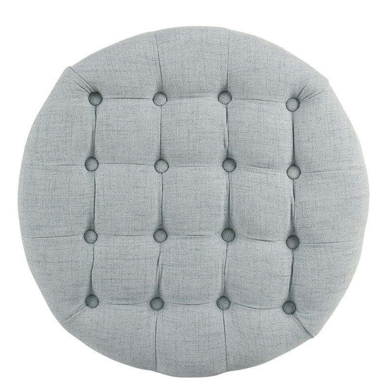 Copper Grove Lamentin Light Blue Tufted Round Storage Ottoman