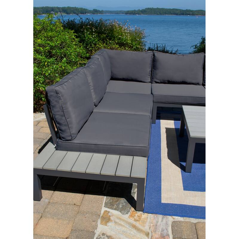 Lakeview Aluminum Outdoor Sectional Sofa with Charcoal Cushions