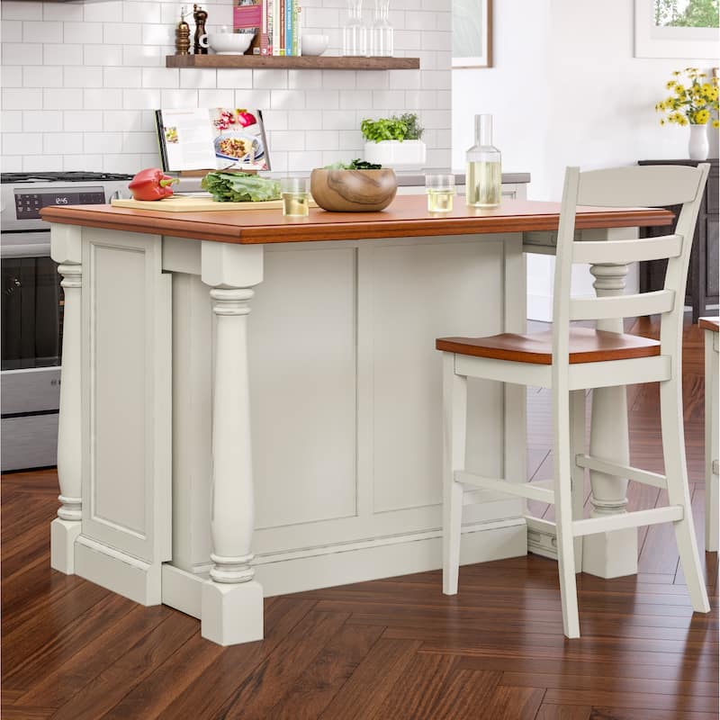 Monarch Off-White Wood Kitchen Island by Homestyles - 48" x 36" x 25"