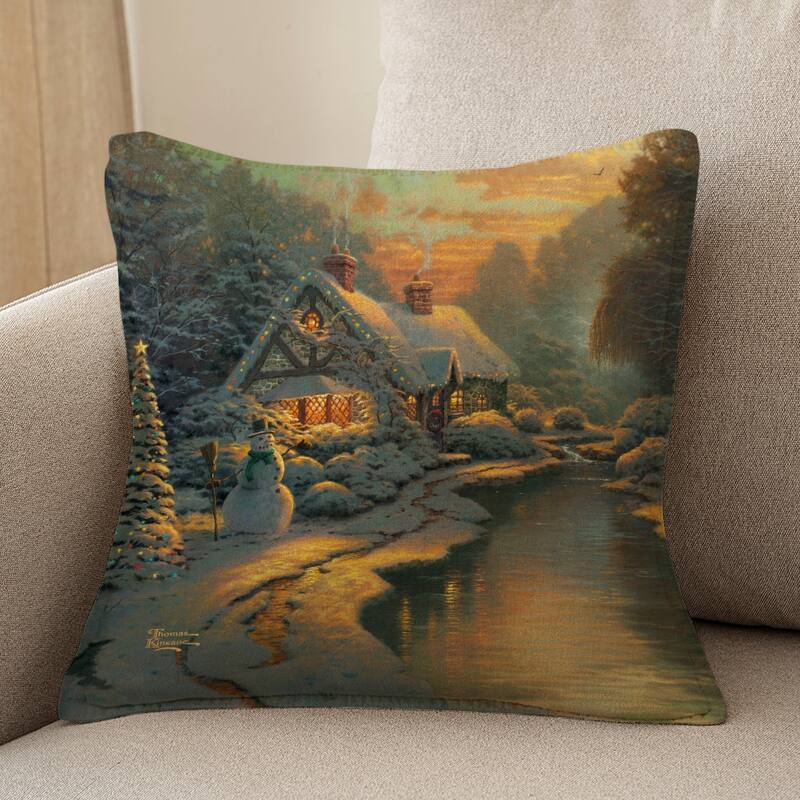 Thomas Kinkade Christmas Evening Indoor Decorative Pillow by Laural Home