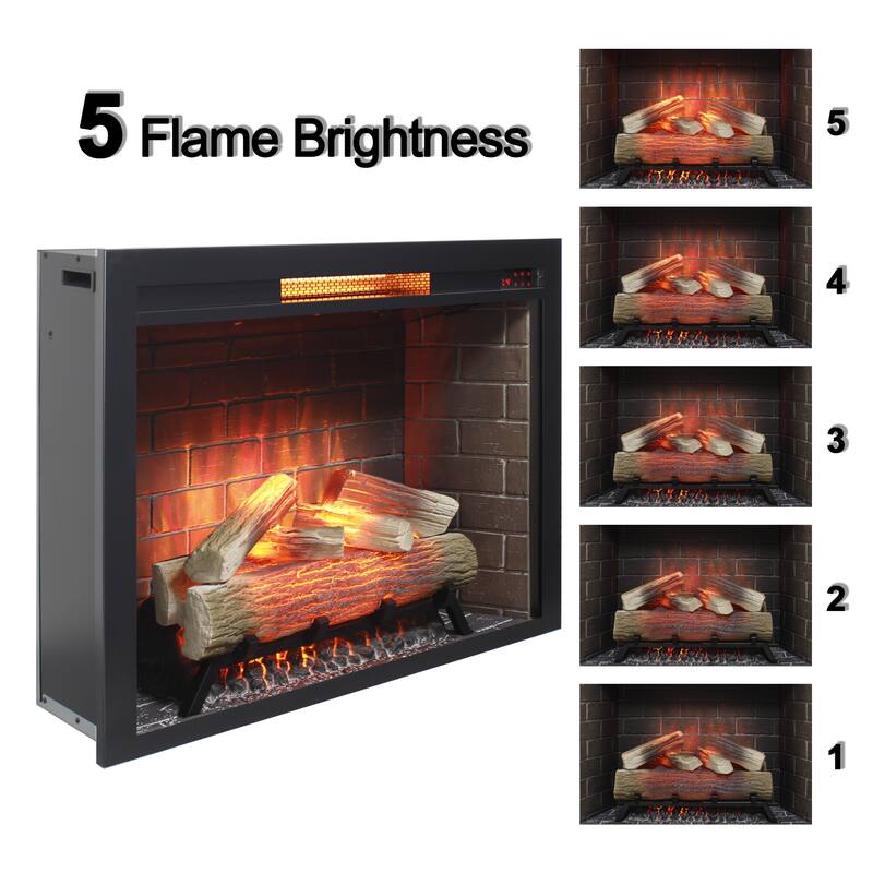 33" Infrared Electric Fireplace Insert, Touch Panel Home Decor Heater