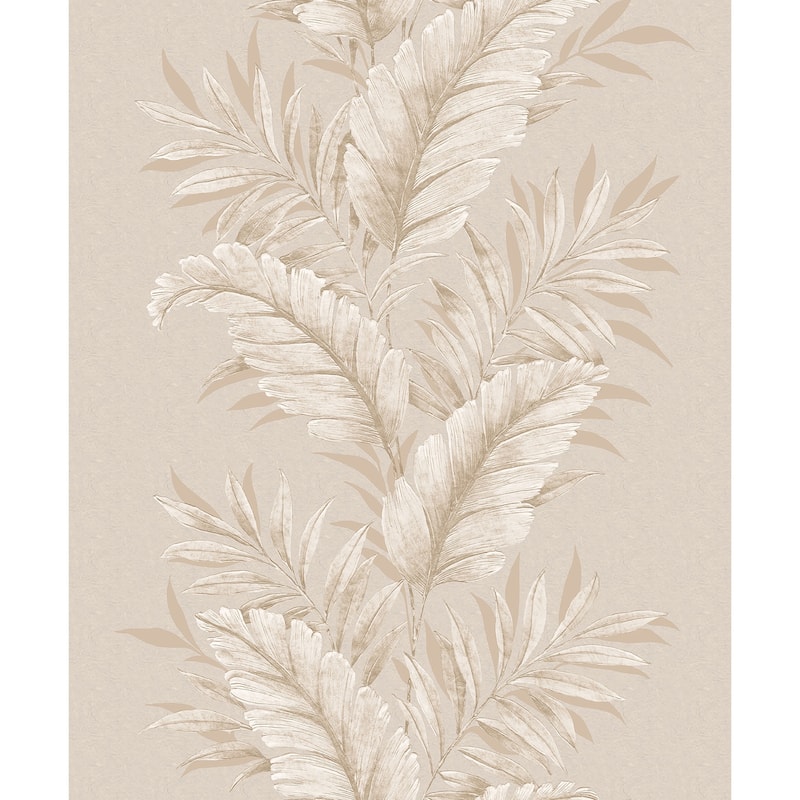 Galerie Wallcoverings Palazzo Collection Fern Stripe Vinyl on Non-woven Matte Wallpaper Roll - 33 feet x 21 inches - Off White