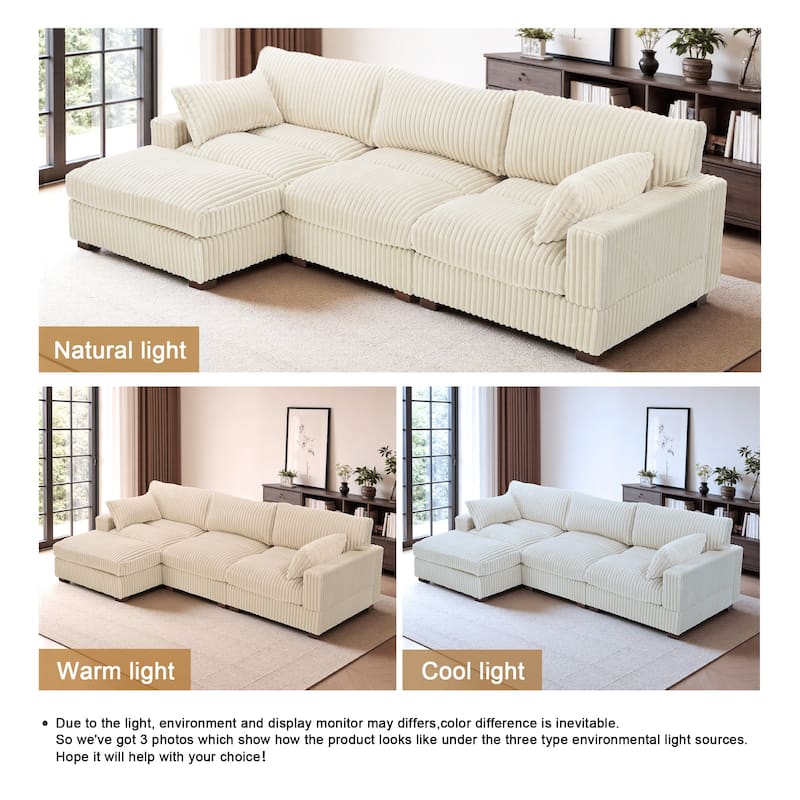 Oversized Plush Modular Sectional Sofa Set L Shaped Couch