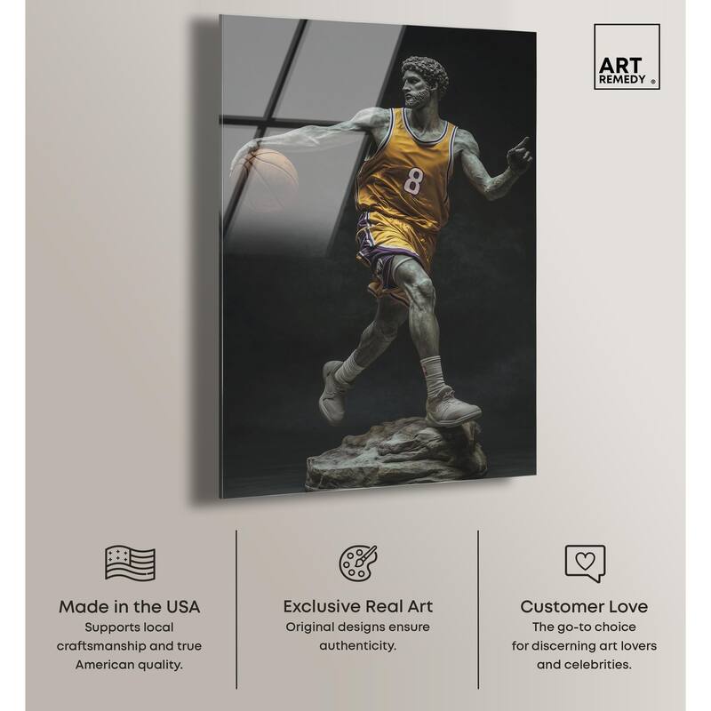 Basketball Yellow Uniform Acrylic by Art Remedy, Ready to Hang
