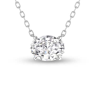 Marquee Lab Grown 1/2 Carat Floating Oval Diamond Solitaire Pendant in 14K White Gold