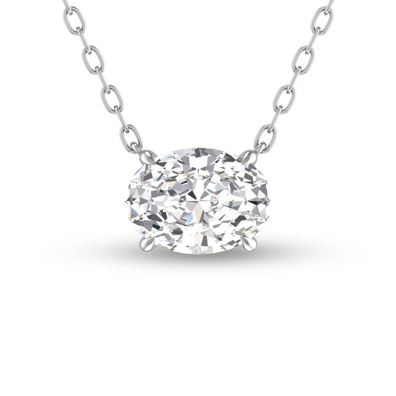 Marquee Lab Grown 1/4 Carat Floating Oval Diamond Solitaire Pendant in 14K White Gold