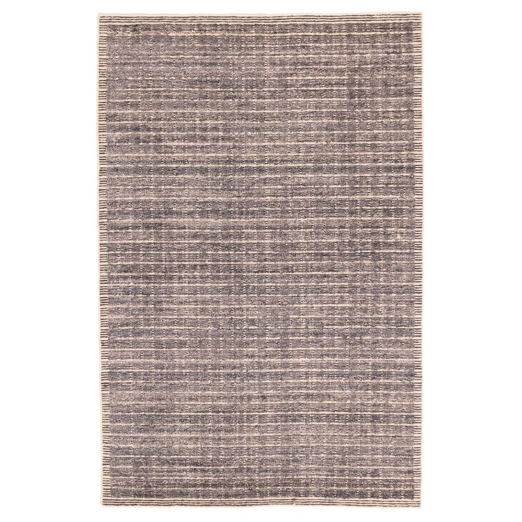 ECARPETGALLERY Hand Loomed Ananda Dark Grey Silk Rug - 4'0 x 6'0