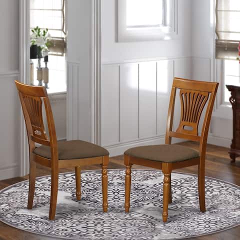 East West Furniture Modern Plainville Saddle Brown Dining Chairs - Set of 2 (Seat's Type Options)